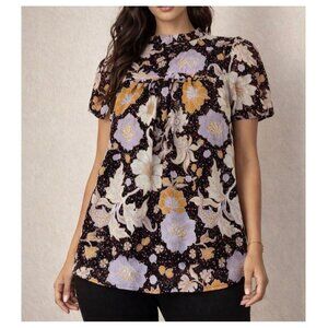 Christian Siriano Women’s Floral Ruffle Top Size Large lightweight lined